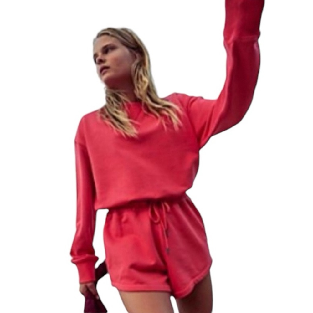 FP Movement x Free People Best Of Romper Onesie Jumpsuit Long Sleeve Shorts | L